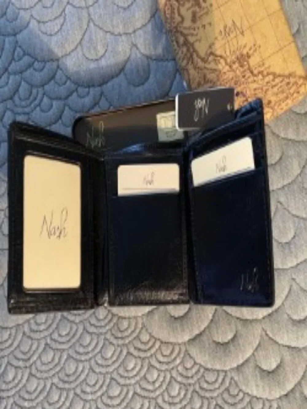 Nash NWT Black Tri-fold ID Leather Wallet